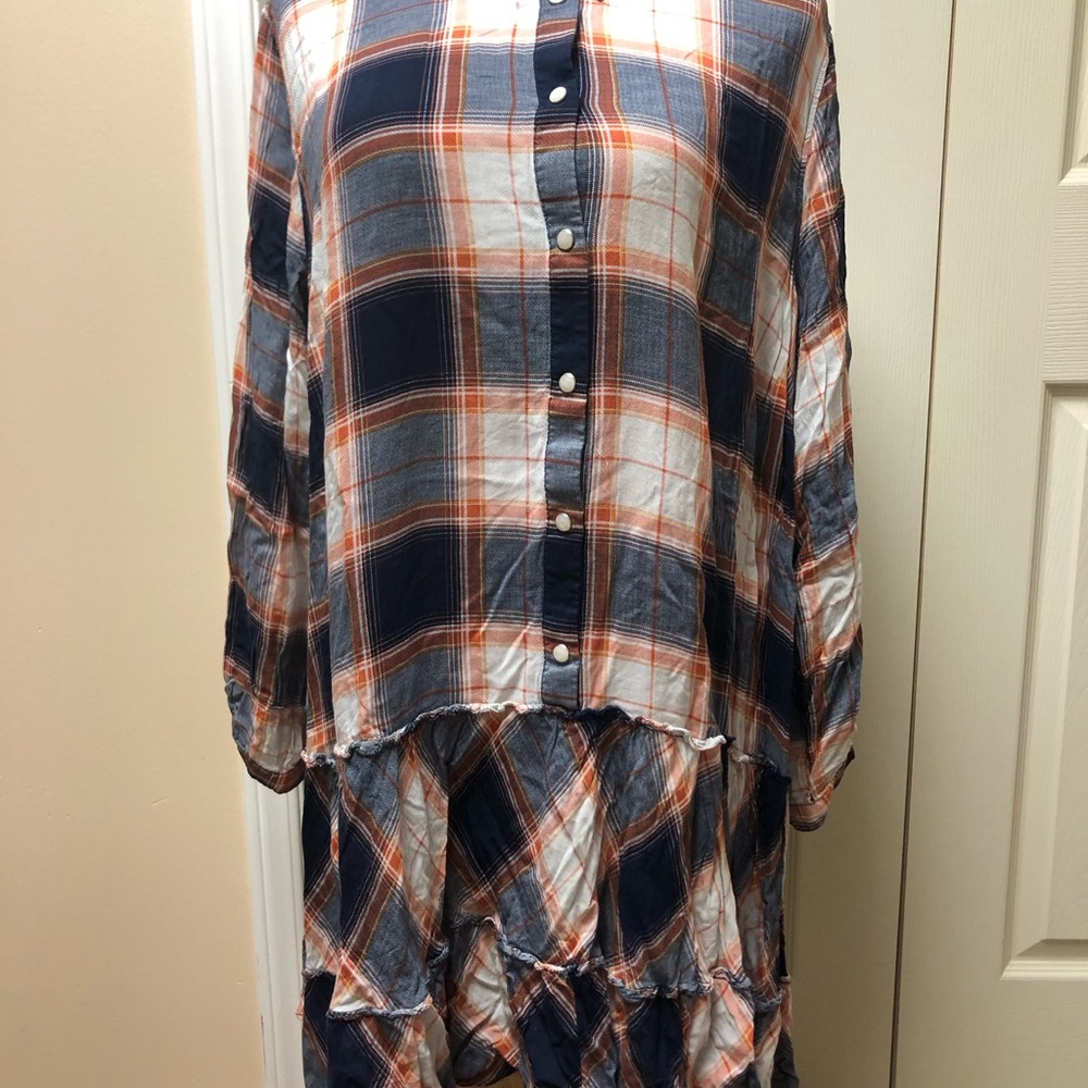 Addition Elle Size 3X Plaid Button-Up Dress